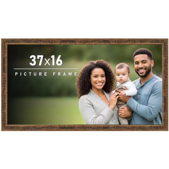 37x16 Frame Gold Solid Wood Picture Frame - Complete Modern Photo Frame Includes UV Acrylic