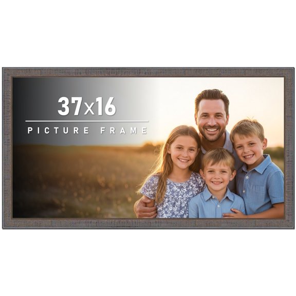 37x16 Frame Slate Blue Distressed Rustic Solid Wood Picture Frame | 0.75 Inch Moulding Width |