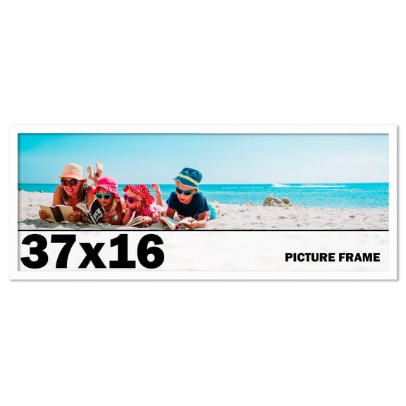 37x16 Frame White Solid Wood Picture Frame Includes UV Acrylic Shatter Guard Front, Acid Free Foam