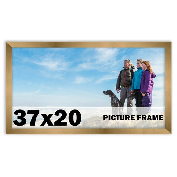 37x20 Frame Gold Bronze Modern Solid Wood Picture Frame | 0.75 Inch Moulding Width | Includes UV