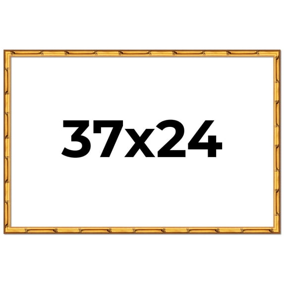 37x24 Frame Gold Bamboo Solid Wood Picture Frame | 0.75 Inch Moulding Width | Interior Frame Depth