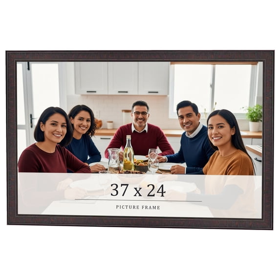 37x24 Rustic Brown Real Wood Picture Frame Width 0.75 inches | Interior Frame Depth 0.5 inches |