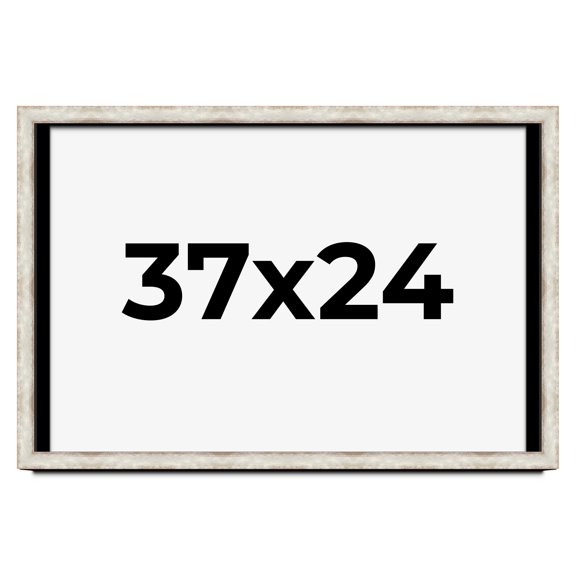 37x24 Shadow Box Frame Silver | 1.625 Inches Deep Real Wood Contemporary Shadowbox Display Frame |