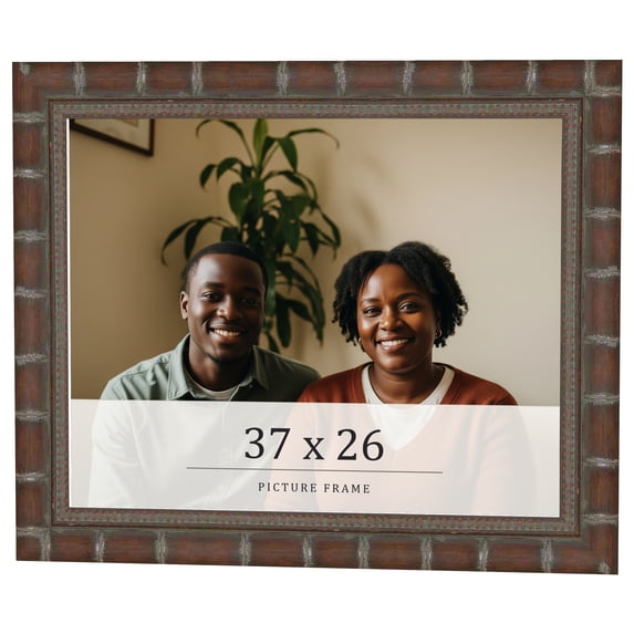 37x26 Dark Brown Bamboo Real Wood Picture Frame Width 1.5 inches | Interior Frame Depth 0.5 inches