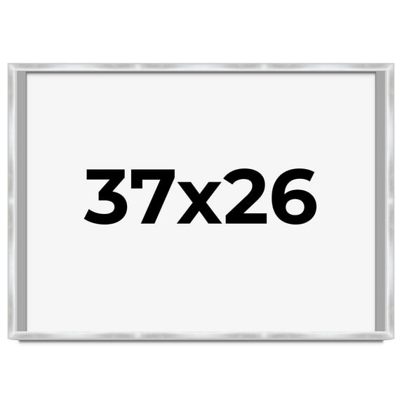 37x26 Frame Silver Whitewashed Wood Grain Solid Wood Shadow Box | 0.75 Inch Moulding Width | 0.75