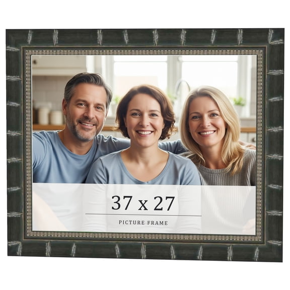 37x27 Frame Black Bamboo Solid Wood Picture Frame Width 1.5 Inches | Interior Frame Depth 0.5