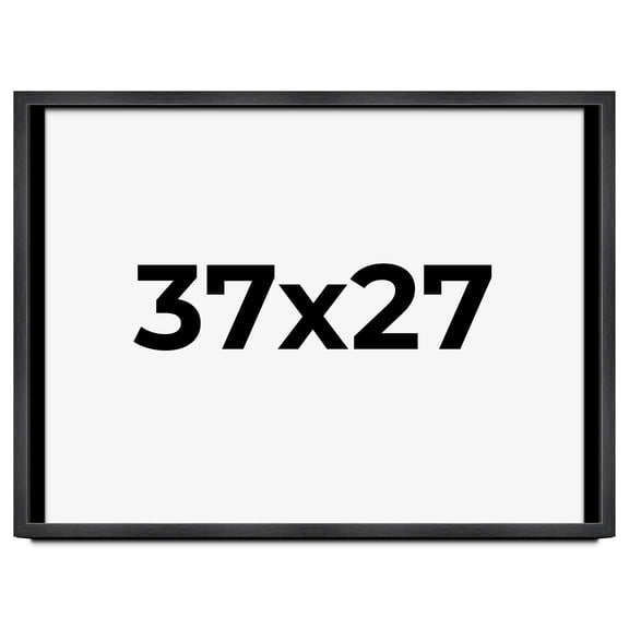 37x27 Shadow Box Frame Grey Charcoal Black | 0.875 Inches Deep | Wood Shadowbox Display Frame | UV
