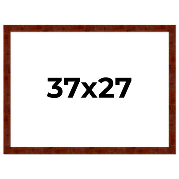 37x27 Walnut Brown Veneer Real Wood Picture Frame Width 1.75 inches | Interior Frame Depth 0.5