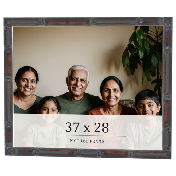 37x28 Frame Brown Bamboo with Dark Coffee/Walnut Finish | Solid Wood Picture Frame Width 0.75