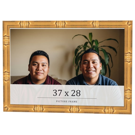 37x28 Frame Gold Bamboo Solid Wood Picture Frame | 1 Inch Moulding Width | Interior Frame Depth