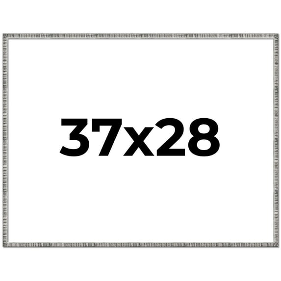 37x28 Frame Silver Grey Distressed Solid Wood Picture Frame | 0.75 Inch Moulding Width | Interior