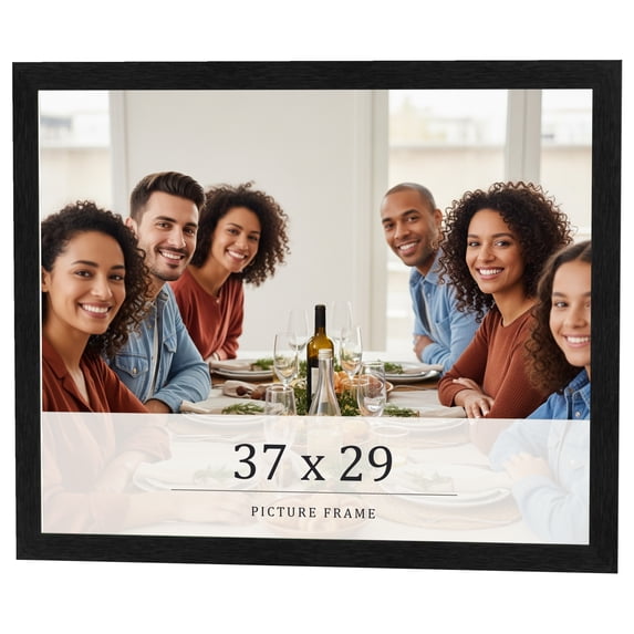 37x29 Frame Black Charcoal Grey Wood Textured Picture Frame | 0.75 Inch Moulding Width | Gunmetal