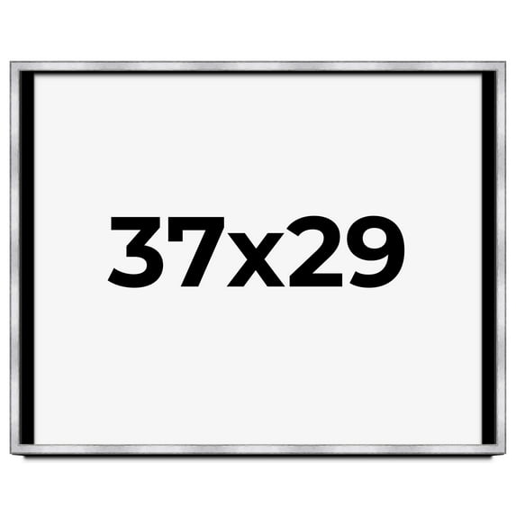 37x29 Shadow Box Frame Silver | 1.375 Inches Deep Real Wood Contemporary Shadowbox Display Frame |