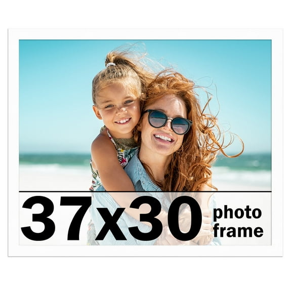 37x30 Frame White Solid Wood Picture Frame Includes UV Acrylic Shatter Guard Front, Acid Free Foam