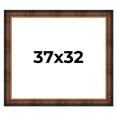 thumbnail image 1 of 37x32 Frame Brown Walnut Gold Ornate Trim Solid Wood Plein Air Picture Frame | 3 Inch Moulding, 1 of 8