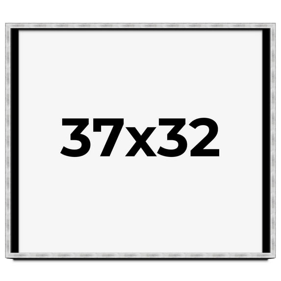 37x32 Frame Brushed Silver Solid Wood Picture Frame | 0.75 Inch Moulding Width | Rabbet Depth 0.75