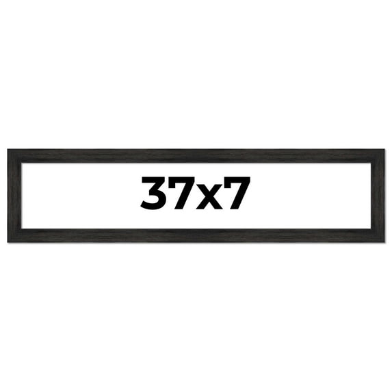 37x7 Frame Black Rustic Barnwood Solid Wood Picture Frame | 1.5 Inch Moulding Width | Includes UV