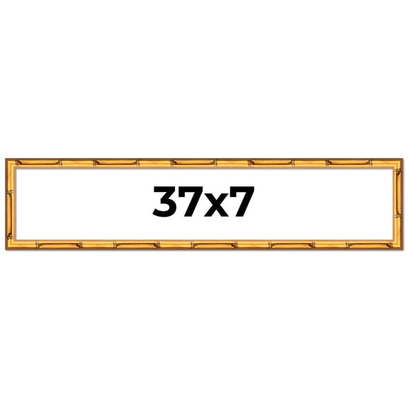 37x7 Frame Gold Bamboo Picture Frame - Complete Modern Photo Frame Includes UV Acrylic Shatter