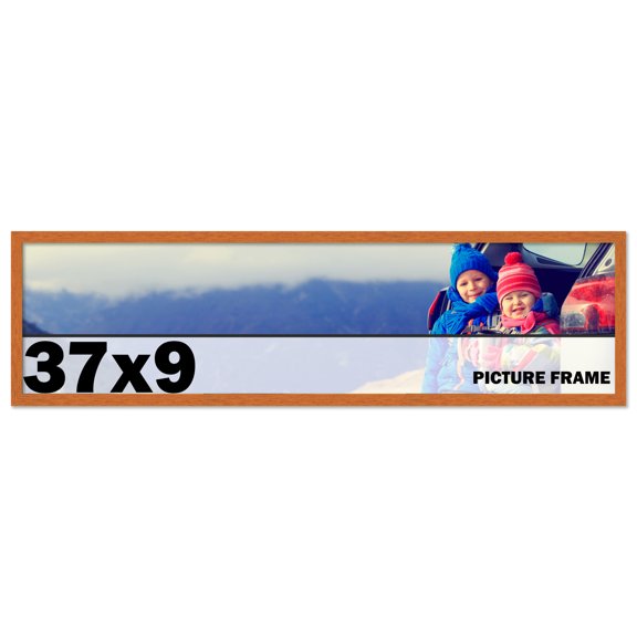 37x9 Frame Honey Pecan Brown Picture Frame - Modern Photo Frame Includes UV Acrylic Shatter Guard