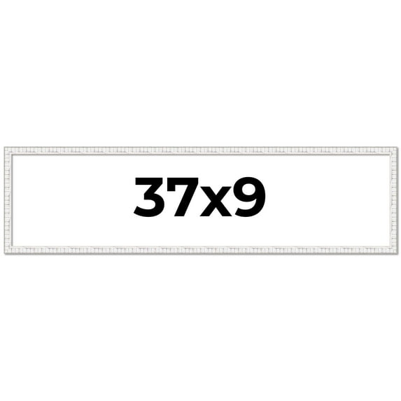37x9 Frame White Scuffed Rustic Solid Wood Picture Frame | 0.75 Inch Moulding Width| Includes UV