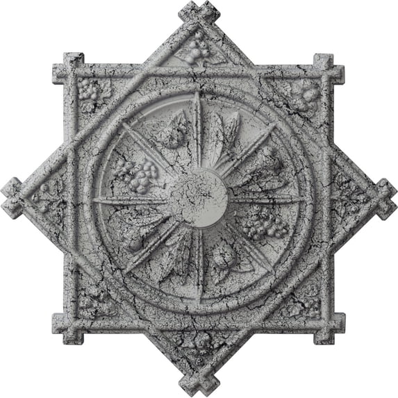 38 1/4"OD x 1 1/2"P Antilles Ceiling Medallion (Fits Canopies up to 6"), Hand-Painted Ultra Pure White Crackle