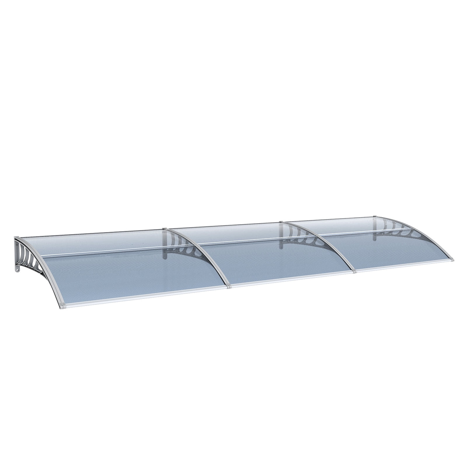 38×120 Inch Clear Polycarbonate Door Window Awning, Rust-Proof PP Bracket & Aluminum Bar Outdoor Rain Snow UV Protection Canopy for Entryway Patio AC Unit