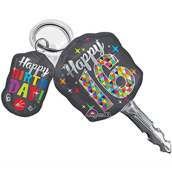 38" 16th HAPPY BIRTHDAY CAR KEY FOIL BALLOON