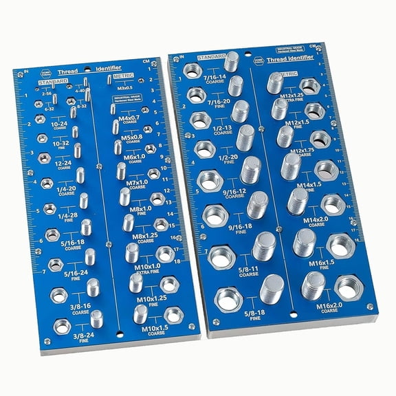 38 2 in 1 Nut and Bolt Thread Checker Bolt Size and Thread Identifier Gauge Standard and Metric Bolt and Nut Gauge with Inch and Centimeter Ruler for Accurate Measurement