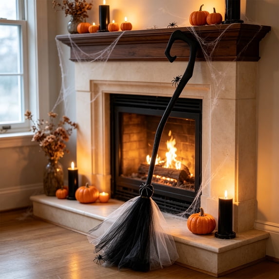 38.2 Inch Witch Broom Scary Costume Prop Decoration, Halloween Prop Magical Sweeper Witch Enchanting Broomstick Fly Like This Outdoor Party Decoration Costume Accessory PVC Prop for Adults