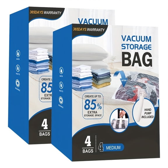 38,24,8Pcs Vacuum Storage Bags, Closet Organization System, Space-Saving Compression Bags for Clothes, Blankets Clothing Accessories, Home Storage Essential
