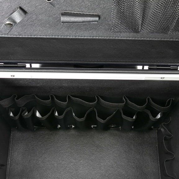 38*25.5*82cm Blue Floor Standing Makeup Rolling Train Case Large Storage Cosmetic Trolley with Drawer Handles