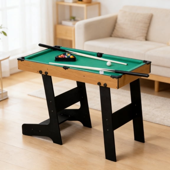 38.25 Folding Pool Table Compact Mini Billiard Table with Full Accessory Set for Ages 14+