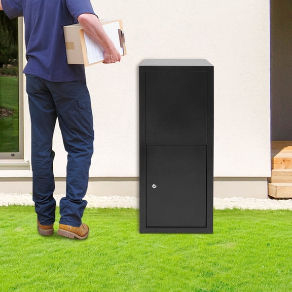 38*29*90cm Floor Standing Parcel Drop Box Key Lock & Keys Package Delivery Box for Porches Schools Offices