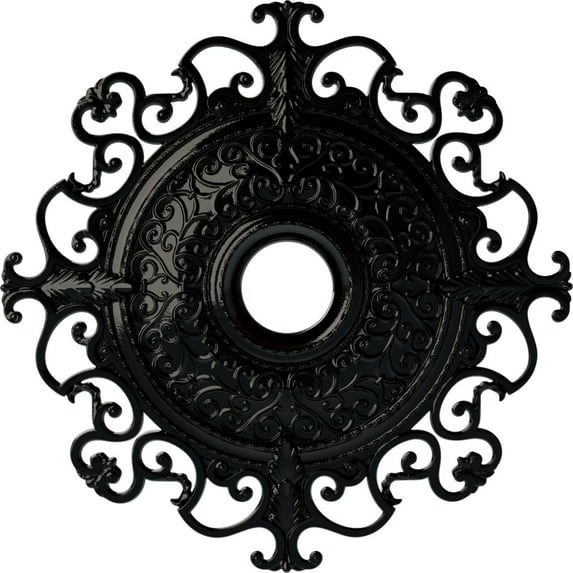 38 3/8"OD x 6 5/8"ID x 2 7/8"P Orleans Ceiling Medallion (Fits Canopies up to 8 1/4"), Hand-Painted Black Pearl