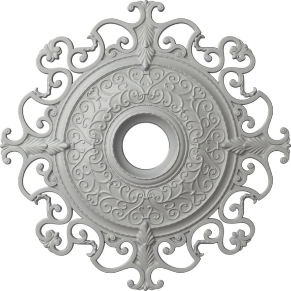 38 3/8"OD x 6 5/8"ID x 2 7/8"P Orleans Ceiling Medallion (Fits Canopies up to 8 1/4"), Hand-Painted Frost