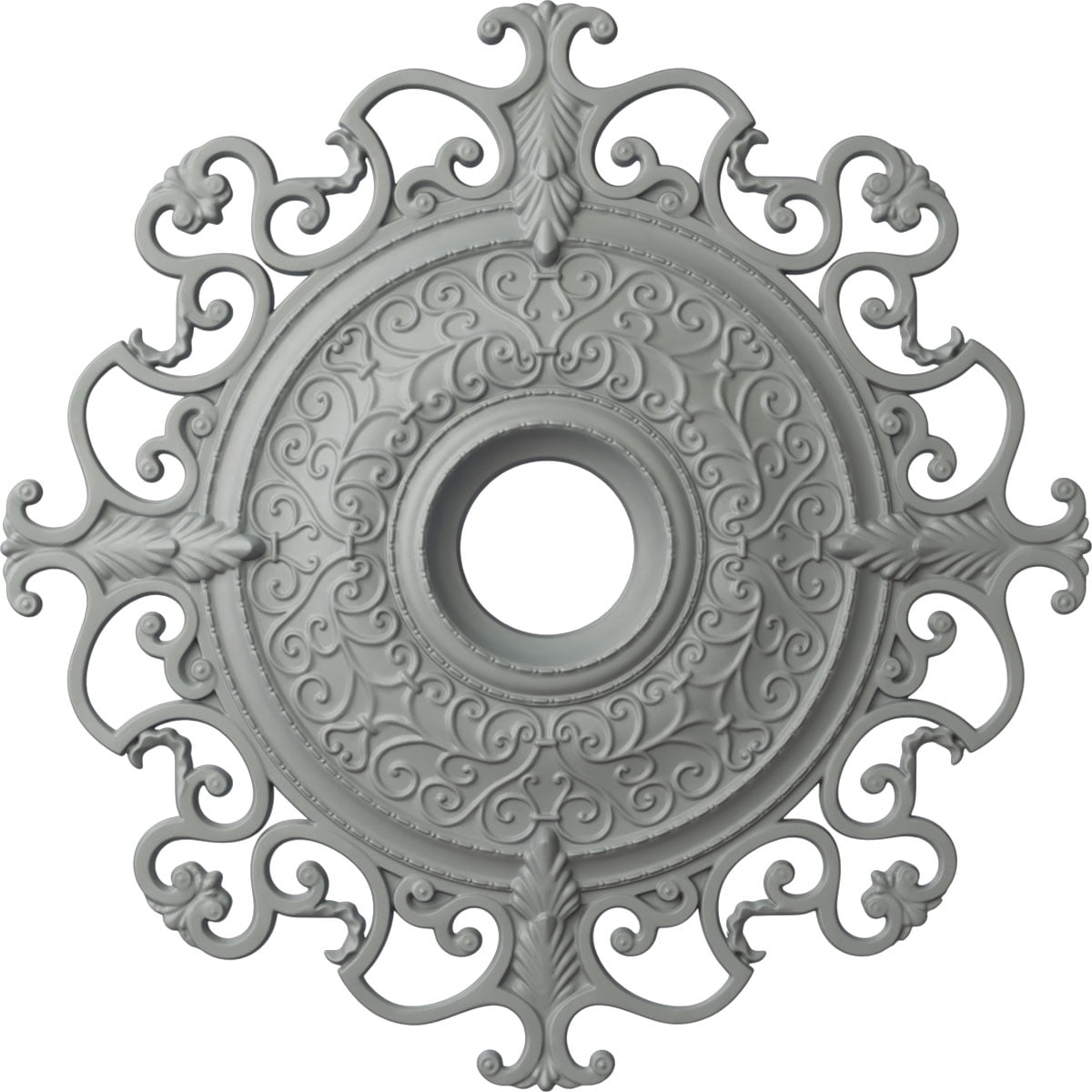 Primed Gray Round Traditional Wood Ceiling Medallion