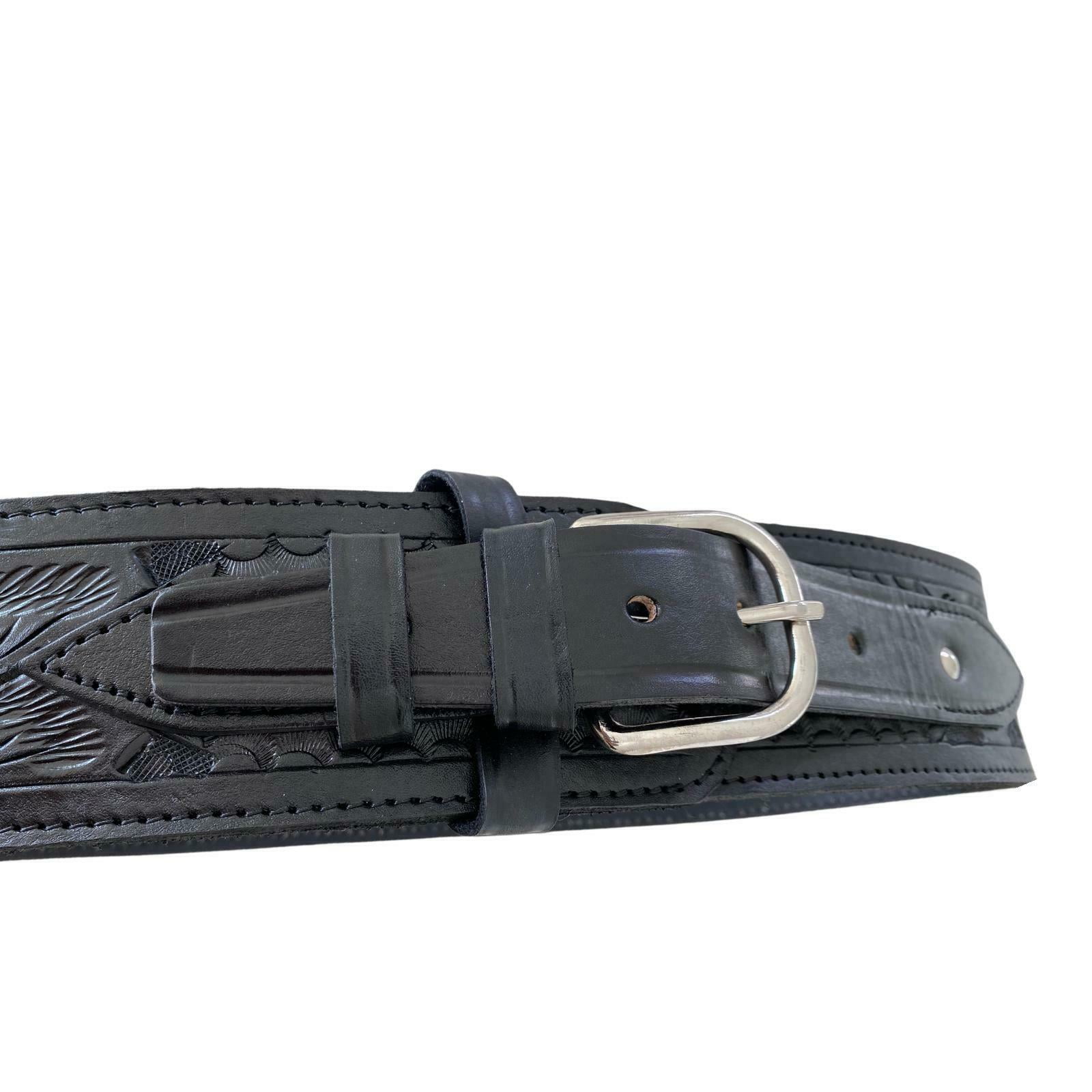 38/357 Caliber High Rider Tooled Leather Cartridge Belt
