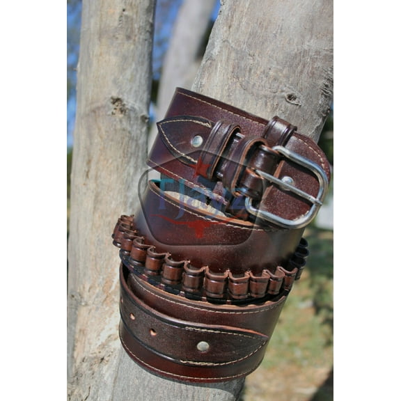 38/357 Caliber High Rider Un-Tooled Leather Cartridge Belt