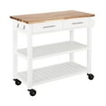 thumbnail image 1 of Seville Classics Acacia Wood Top Work Table Island Cart, White, 38.6" W x 18.5" D, 1 of 13