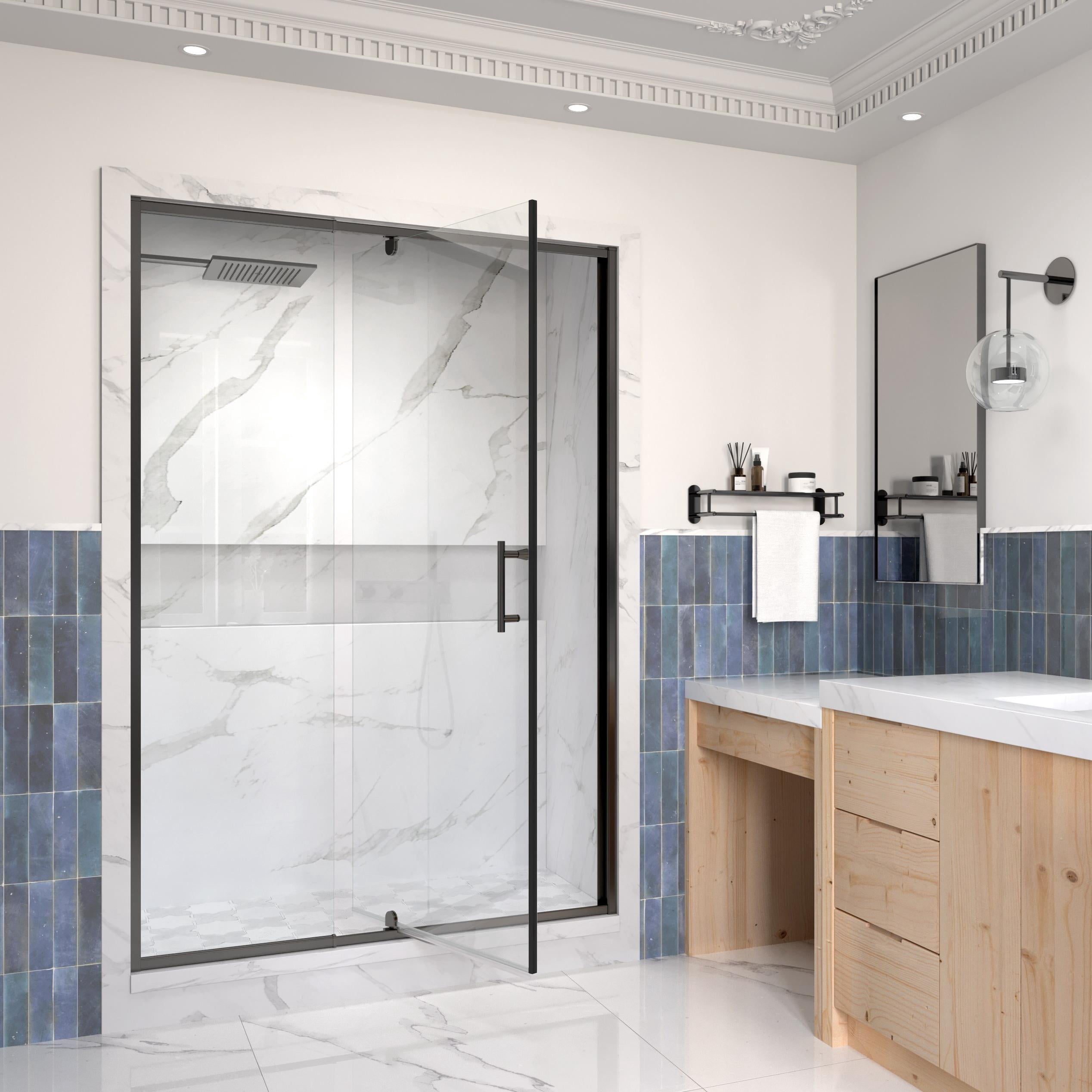 38-42" W x 71" H Pivot Swing Shower Door, Frame Glass Door with 1/4" (6mm) Clear Tempered Glass, Matte Black Finish, Magnetic Closing, ACE