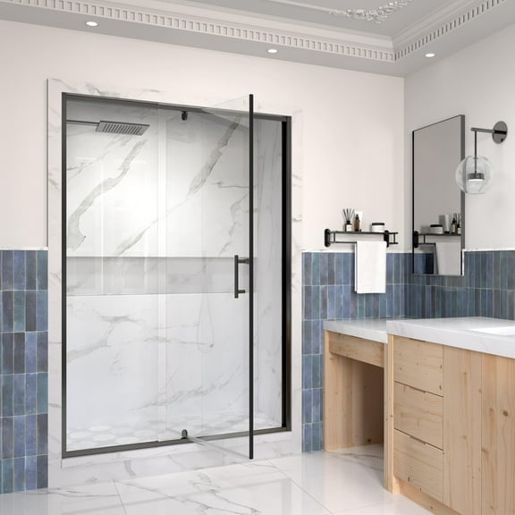 38-42" W x 71" H Pivot Swing Shower Door, Frame Glass Door with 1/4" (6mm) Clear Tempered Glass, Matte Black Finish, Magnetic Closing, ACE