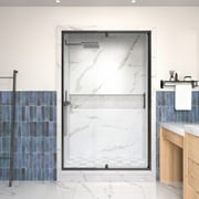 38-42" W x 71" H Pivot Swing Shower Door, Frame Glass Door with 1/4" (6mm) Clear Tempered Glass, Matte Black Finish, Magnetic Closing, ACE