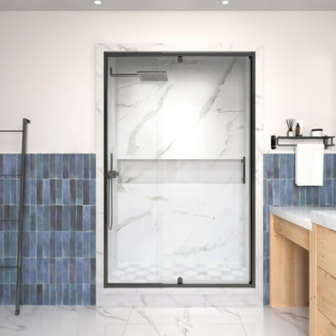 38-42" W x 71" H Pivot Swing Shower Door, Frame Glass Door with 1/4" (6mm) Clear Tempered Glass, Matte Black Finish, Magnetic Closing, ACE