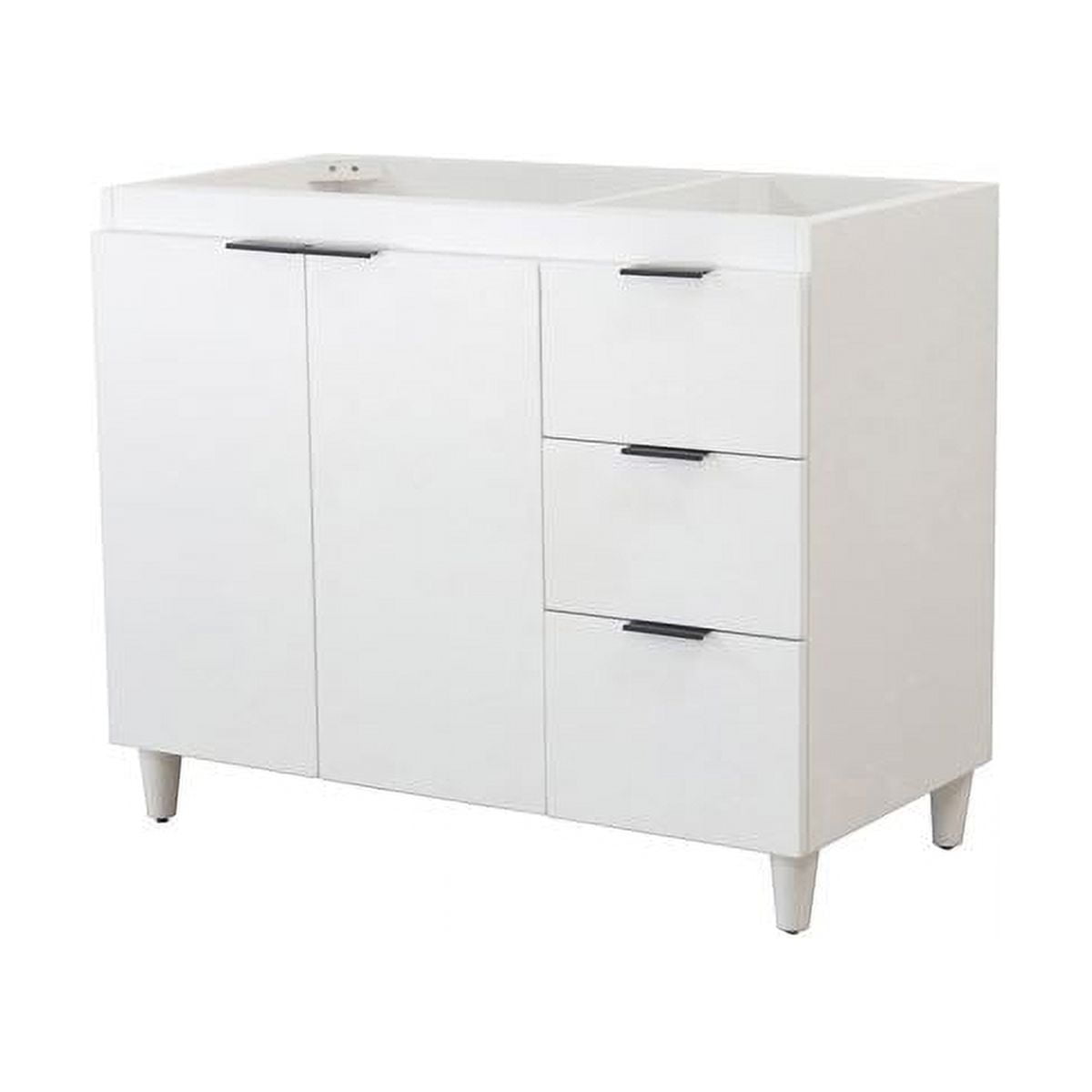 White Solid Wood Single Sink Bathroom Vanity Cabinet