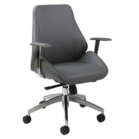 38.5 to 42.5 x 24 x 26.5 in. Isobella Office Chair in Chrome & Aluminum, PU Gray