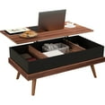 thumbnail image 1 of 38.51" Lift Top Coffee Table, Walnut, Hidden Storage Spaces, Functional For Living Room Desk/dining Conversion Walnut. Secret Compartment Storage. Wood Leg Framework. Convertible To Work/dining, 1 of 5