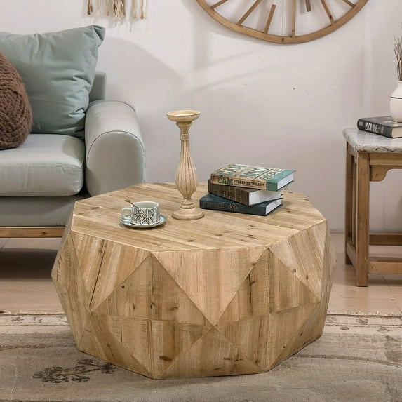 38.58"Three-dimensional Embossed Pattern Design American Retro Style Coffee Table