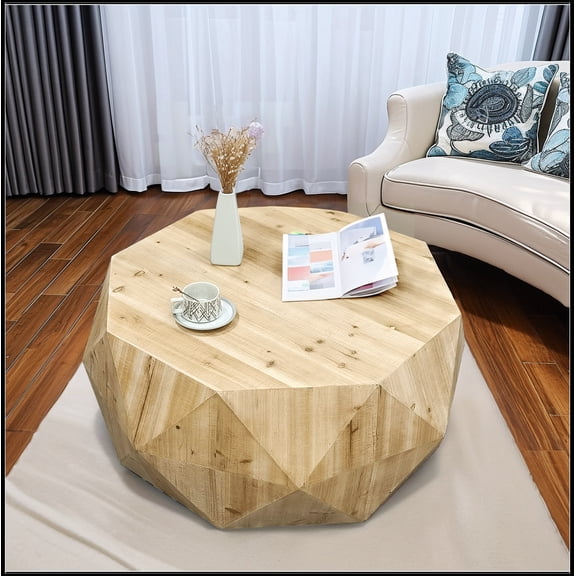 38.58"Three-dimensional Embossed Pattern Design American Retro Style Coffee Table