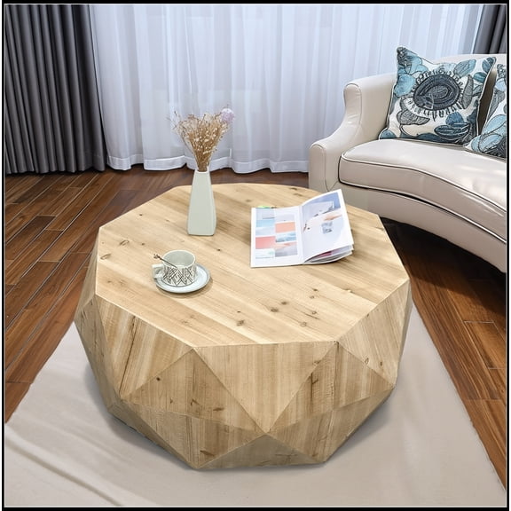38.58"Three-dimensional Embossed Pattern Design American Retro Style Coffee Table
