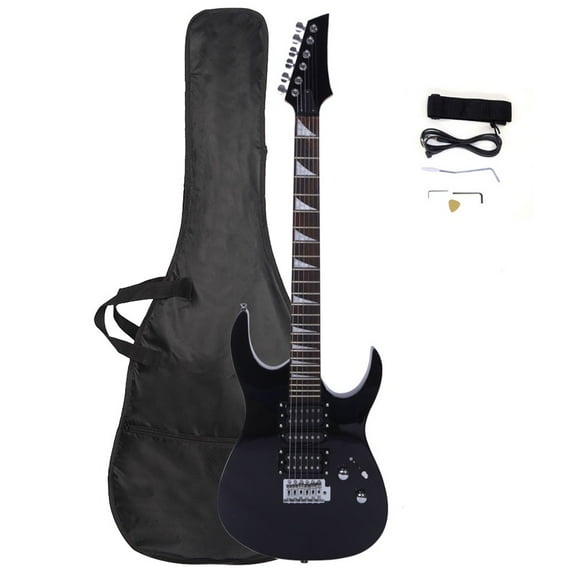 38.6" Electric Guitar - 6 String Guitars with 24 Frets, Basswood Body, Rosewood Fingerboard, HSH Pickup, Black